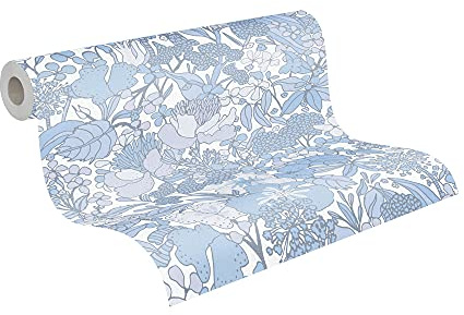 Architects Paper Blumentapete Floral Impression Tapete natürlich PVC-freie Vliestapete grau blau weiß matt glatt 377566 37756-6, 10.05 m x 0.53 m