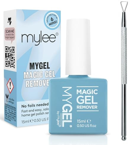 Mylee Magic Gel Nagellackentferner (15ml) + Gelschaber-Tool Set - Entferne Schnell und Einfach UV LED Gel und Acryl Nagellack