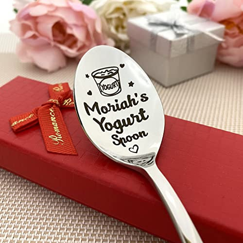 Joghurt-Löffel – personalisiertes Geburtstagsgeschenk für Joghurt-Liebhaber – personalisierbar mit Namen und Text auf Griff – lustiger Löffel einzigartiges Geschenk in Geschenkbox