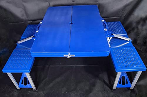 Table de pique-nique 4 chaises repliables à valise, pliable trou pour parasol. Dimensions : 65 x 86 x 67 cm.