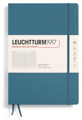 LEUCHTTURM1917 366182 Notizbuch Composition (B5), Hardcover, 219 nummerierte Seiten, Stone Blue, Liniert