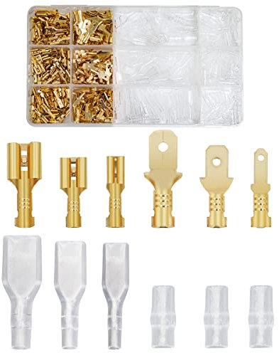 480pcs Electrical Wire Terminals Connector with Insulating Sleeve Assortment Kit for Motorcycle Car Audio Speaker 2.8/4.8/6.3mm Male and Female Spade Connector