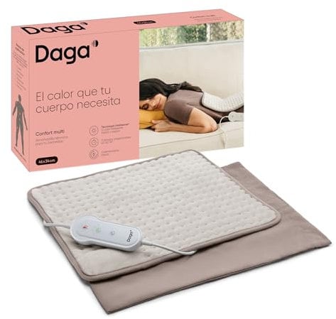 DAGA Almohadilla Térmica Confort Multi, Tecnología Intellisense, Suave Tejido, 3 Programas, 4 Temperaturas, 46x34 cm