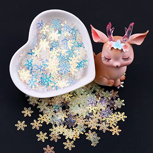 Duories 7mm Pailetten zum Basteln Pailletten Schneeflocke Pailetten zum Nähen Pailletten für DIY Kunsthandwerk Making Hochzeitsdekoration Weihnachtsdekoration Party Dekoration 20g,ca. 2000 Stück Gold