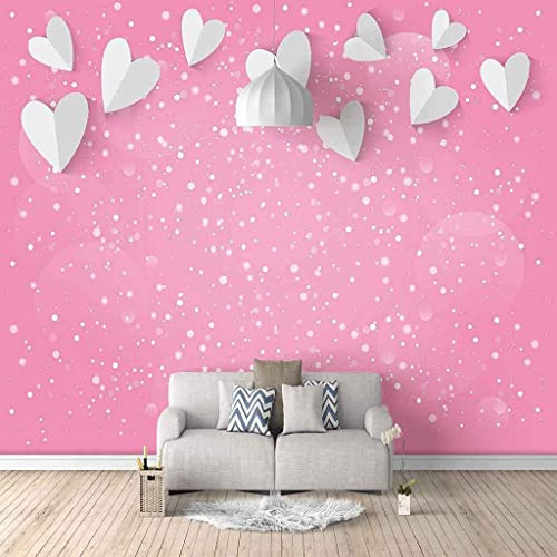 Wall Mural Wallpaper, 3D Pink Heart Self-Adhesive Peel and Stick Wallpaper for Living Room Bedroom Tv Background Office Restaurant Motif Room Removable Wall Stickers 140x70 cm