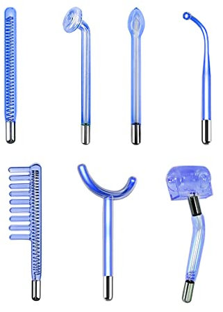 Elitzia High Frequency Facial Device Component Electrotherapy Stick Tube 7Pcs Electrode Wand Glass Tube for Skin Care Acne Treatment Skin Tightening Wrinkle Removal ETS701 (Blue)