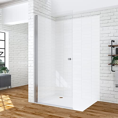 Walk-in-Dusche mit Tür 65 cm Duschabtrennung Drehtür 1 teilig pendelbar Duschwand Glas Begehbare Dusche Glastür Duschtrennwand Klarglas 6 mm NANO-Beschichtung | OHNE Magnetprofil-Set | OHNE Duschwanne