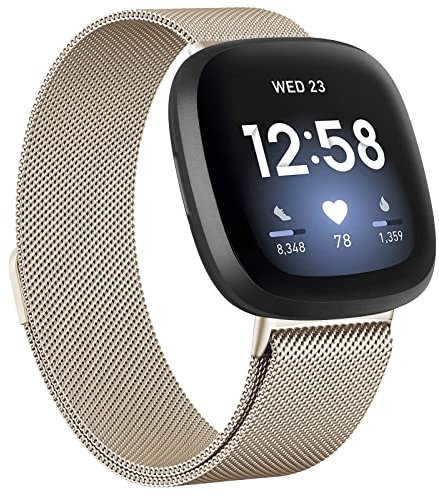 Wanme Metallarmband kompatibel mit Fitbit Versa 3/Versa 4/Fitbit Sense/Sense 2 für Damen und Herren, Edelstahl, verstellbar, Ersatzarmbänder mit Fitbit Versa 4/Versa 3/Sense/Sense 2