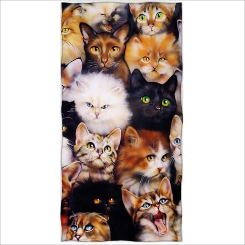 Strandtuch 70x140cm,Bedrucktes Mikrofaser Badetuch-Schwarze Katze,Badetuch Duschtuch,Handtuch,Kinder Badetücher,Handtücher Für Kinder (E,100x200cm)