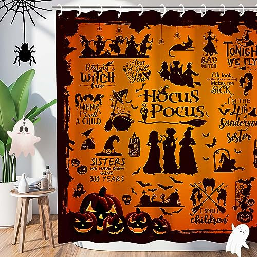 Metawu Rideau de douche imperméable pour salle de bain avec 12 crochets – Rideau de douche d'Halloween pour enfants – 183 x 183 cm