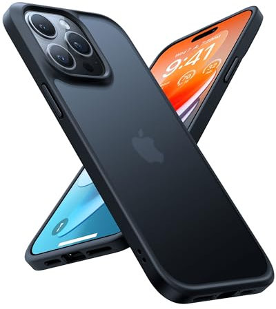 TORRAS Guardian für iPhone 15 Pro Max Hülle [Upgraded Zertifizierte Militärschutz] [Samtweiche Haptik] Handyhülle iPhone 15 Pro Max Stoßfest Matte mit Abnehmbare Knöpfe Titan Schwarz