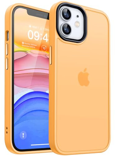 CANSHN Hülle Kompatibel mit iPhone 11 [Quadratischen Kanten] Minimalistische Transluzente Matte Schutzhülle, Military Grade Handyhülle, Orange