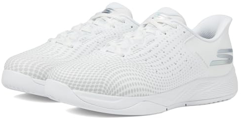 Skechers Women's Viper Court Reload Hands Free Slip-Ins Pickleball Sneaker, White, 8