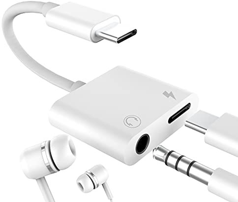 iPhone USB-C to 3.5mm Jack Adapter (2in1) Type C Charger Headphone Splitter DAC Aux Dongle Compatible for Samsung Galaxy Apple 15 Pro Max Plus iPad 10、Air4/5、Mini6、12.9 Audio Charging Cord Accessories