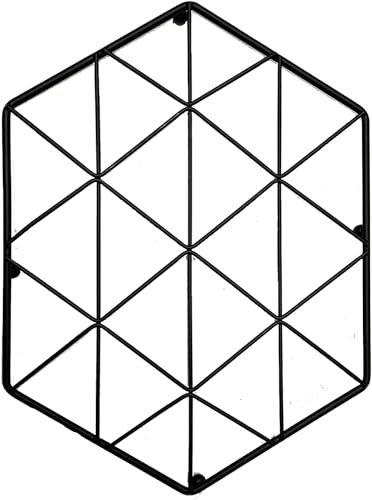 AAMEN Geometric Accent Black Trivet Protects Tables with Metal Feet - Kitchen Accessory, Trivet Stand for Dining Table Protector, For Hot Pot Trays