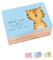 wunderwunsch® - Personalisierte Erinnerungsbox Baby mit Spezial-Druck - Baby Erinnerungsbox - Erinnerungskiste aus Holz - Geschenk zur Geburt (Tiger, (blau) S | 30 x 20 x 14 cm)