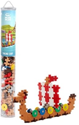 PLUS PLUS Building Blocks Toy - Kids Construction Toys, Creative Learning Resources and STEM Play for Home and Travel - Girls and Boys Toys Age 5 Plus, Viking Ship 100 Pieces