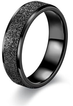 MAGIIE Schmuck Anillo Damen Frauen, Schmal Ringe Band 6mm Ring Damen Schwarz,Eheringe Trauringe Verlobung Ringe (Schwarz, 52)