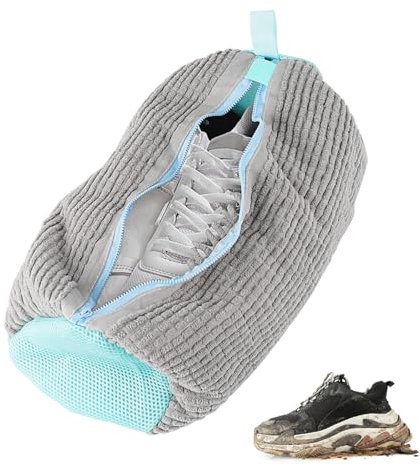 Schuhwaschbeutel Waschmaschine,2024 Neu Schuhe Waschbeutel Sneaker, Schuhbeutel Waschmaschine Wäschenetz Sneaker Waschmaschine Schuh Groß mit Reißverschluss für Einsatz zu Hause Hotel Reisen(Grau)