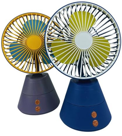 Generico Ventilatore USB Portatile 3 Velocita con Batteria 1200 mAh Ricaricabile con Luce Led 2 Intensita 24 x 15 cm Pala Girevole Da Ø15 cm
