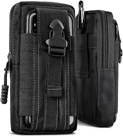 ONEFLOW Survival Case für Huawei Pura 70 Handy Gürteltasche aus Nylon mit Karabiner, Taktische EDC Tasche mit Gürtel Halterung, Etui Handyhülle Outdoor Handytasche, Schwarz