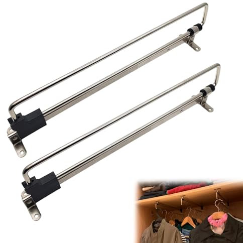 Ksvaye 2 Stück 25cm Kleiderstange Ausziehbar Teleskop Kleiderstange Edelstahl Verstellbare Kleiderstange Schrank Verstellbare Ausziehbare Kleiderstange für Schränke und Lagerbereiche