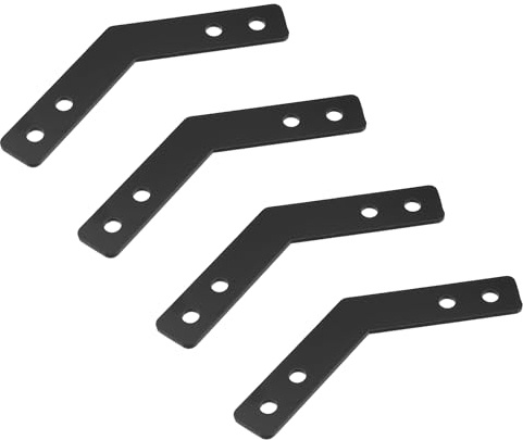 Mewutal 4 x 135-Grad-Winkelklammern, 2 mm, Karbonstahl, Reparaturplatte, Verbindungsplatten, schwarze seitliche Verstärkungsplatten, 135°-Eckstreben für Traversen und Rahmen (5,9 x 5,9 x 0,63 Zoll)