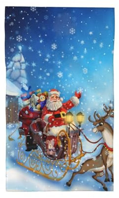 HDTVTV Weihnachten Weihnachtsmann Rentier， Strapazierfähiges Waschlappen-Handtuch, Reise-Waschhandtuch, 40 x 70 cm