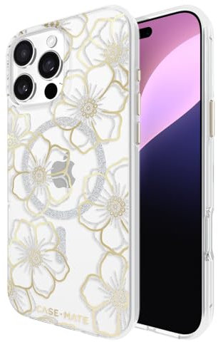 Case-Mate iPhone 16 Pro Max Case [Compatible with MagSafe] - Sparkly Floral Phone Case with 12ft Drop Protection - Premium Magnetic Cover for iPhone 16 Pro Max - Floral Gems