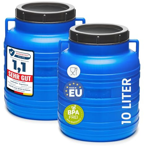 Garronda Set de 2 Piezas de 10 litros Barril alimentario, depósito de Agua, Barril de Boca Ancha en HDPE y sin BPA, tonel de jardín, contenedor de Alimentos para Animales, Universal GD-0078