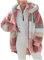 KHIRVWL Felpe con Cappuccio Donna Felpa in Pile Patchwork Manica Lunga Felpe Donna con Zip Autunno Invernale Felpa Pelosa Casual Giacca Teddy Outwear Caldo Cappotto Giacche Regalo Donne Ragazza