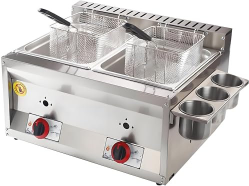 Friteuse Électrique De Comptoir, Friteuse À Copeaux À Gaz 20l Avec Tête De Friteuse Rotative Facile À Nettoyer, Friteuse Électrique Commerciale En Acier Inoxydable 3000w Grande Capacité Avec Panier