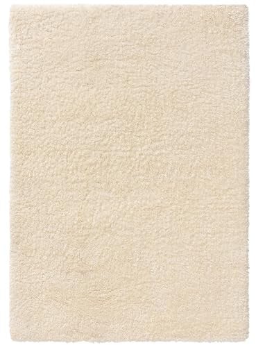 benuta Pop Hochflorteppich AVA - Creme 80x150 cm - Kunstfaser - Rechteckig & im Style: Uni, Hygge & Cozy, Minimalistisch - Pflegeleicht für Wohnzimmer Schlafzimmer