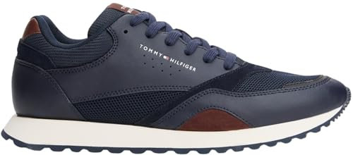 Tommy Hilfiger Runner Sneaker Hombre New Eva Mix de Piel, Azul (Desert Sky), 44
