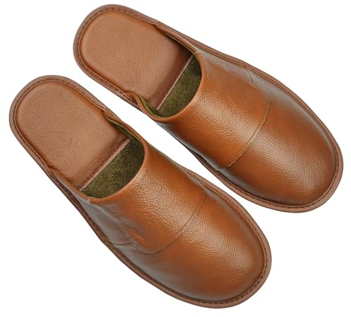 Hwayslon Leather Shoses Men's Women's Leather Room Shoes Natural Cowhide Luxury Solid Color Unisex