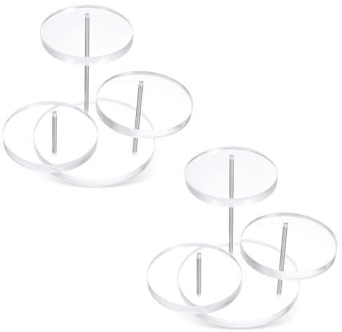 InnoHHustle Round Acrylic Display Riser Stand - 2 Pack 3 Tier Clear Jewelry Trays for Rings, Earrings, and Mini Items
