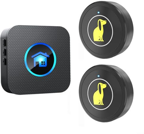 BlissfulAbode Wireless Doorbell, Smart Dog Door Bell, Touch Sensitive Training Device, 55 Chimes & 5 Volume Levels, Cordless Door Bell Wireless at Max 110 Decibels(1 Receiver+ 2 Button)