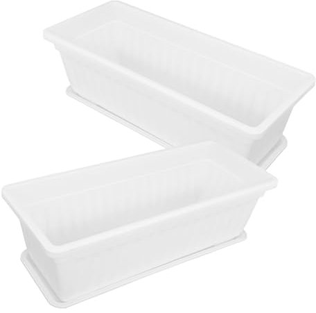 Kisangel Blumenkasten 2st Rechteckiger Blumentopf Gemüseanbautöpfe Kräutertöpfe Übertopf Für Orchideen Fensterblumenkästen Pflanzentopf Für Drinnen Gemüsepflanzgefäße Kleine Blumentöpfe Plastik Weiß