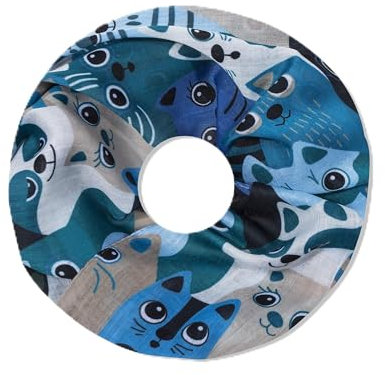 irisaa Damen Schal, Loop Schlauchschal leichter mit Katzen Muster, Halstuch Rundschal Loopschal für Frühling Herbst Ganzjährig, Schals Farbe 2019:Blau
