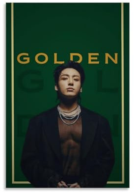 OREAUORN Jungkook Golden(1) Poster, Wandkunst, Leinwand, ästhetisches Vintage-Poster, dekoratives Gemälde für Wohnzimmer, Schlafzimmer, 30 x 45 cm, ungerahmt, 4