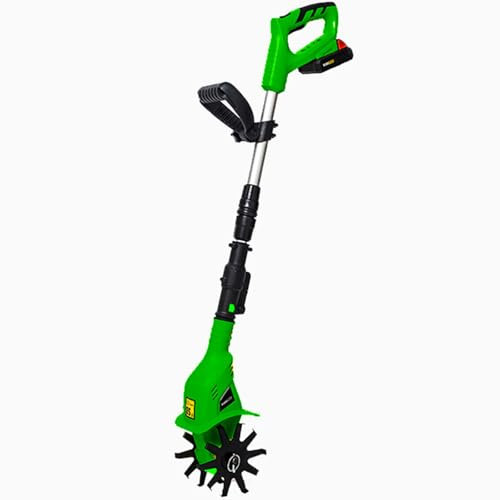 Gvqng Electric Garden Tiller, Cordless Ground Hoe, Garden Hoe With Handle, Motor Hoe with Battery 4000 mAh 20 V, Motor Hoe and Charger Cultivator, Ground Hoe Tiller,Green