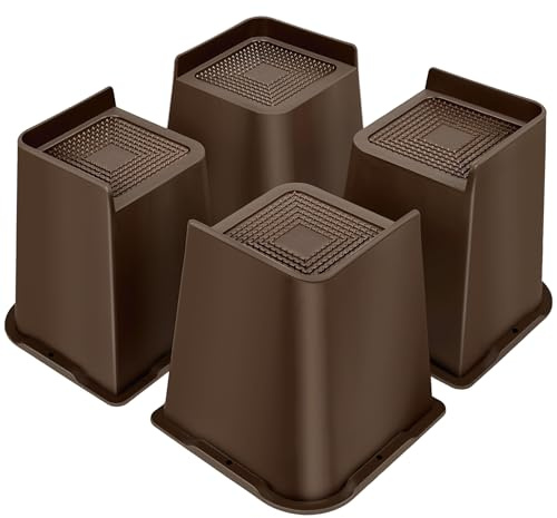 MixDora Bed Risers 6 inch Oversized Furniture Risers Heavy Duty L-Shape Sofa Risers for Couches Table Chair Set of 4 Pack Dark Brown (Dark Brown, 6 inch)