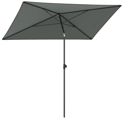COSTWAY Sonnenschirm Balkon 210x140 cm, Balkonschirm rechteckig, Gartenschirm, beidseitig um 30° knickbar, Terrassenschirm für Balkon, Garten, Terrasse (Grau)