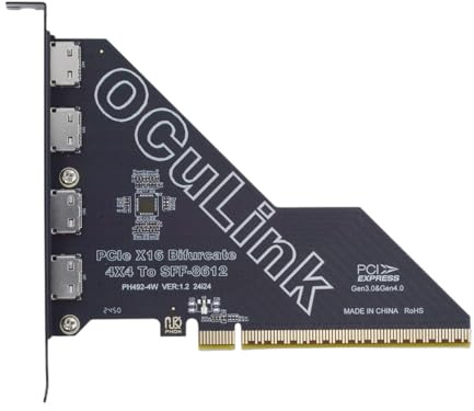 PCI-Express 4.0 PCIE 16x Detachable to Four Oculink SFF-8612 SFF-8611 External VROC Raid0 Adapter for U.2 SSD eGPU External Graphics Card Dock