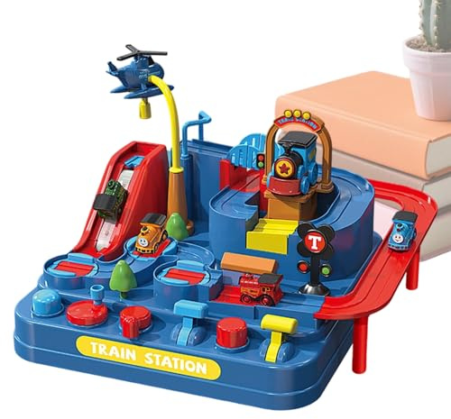 Celuicion Kinder Automobil Rennstrecke | Dinosaurier Rutschbahn Zug Fahrzeuge,Weihnachts Abenteuer Thema Eisenbahn Strecke Spielzeug - Für Mädchen Kindergarten Zuhause Schule Boden Spielzimmer Mädchen