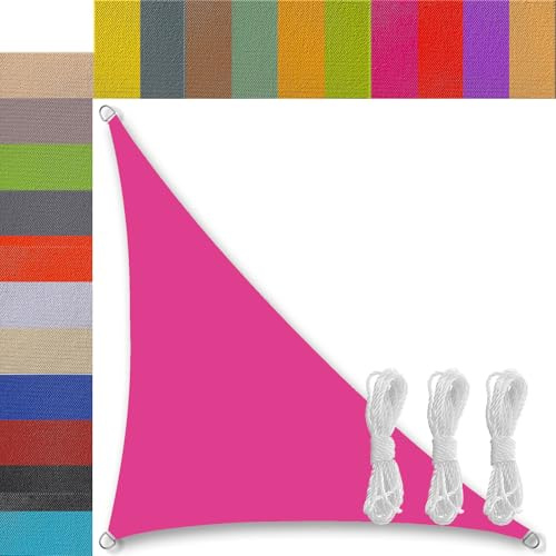 Toile Ombrage 5x5x7m Imperméable Anti 95% UV Résistant intempéries Voile d'ombrage Potager pour terrasse Patio Jardin extérieur Piscine Rose Triangulaire Triangle