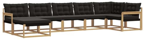 vidaXL Outdoor-Sofagarnitur mit Kissen 7 pcs Weiß und Schwarz, Moderne Garten-Sofa-Garnitur, langlebige Möbel, schicker Sitzplatz, wetterfest, Bequeme Relaxoase