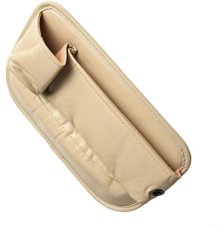Springwillfly New Car Leather Cup Holder Gap Bag Car Seat Storage Box With Water Cup Holder A(Driver seat Beige)