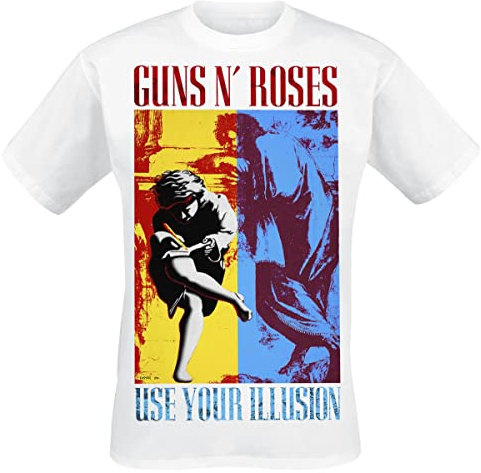 Guns N' Roses Use Your Illusion Männer T-Shirt weiß L 100% Baumwolle Band-Merch, Bands
