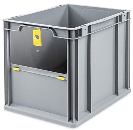 aidB Eurobox NextGen Insight Cover gelb, 400x300x320 mm, Cover hoch, robuste Regalbox mit Entnahmeöffnung, stapelbare Kunststoffkiste, ideal für die Industrie, 1St